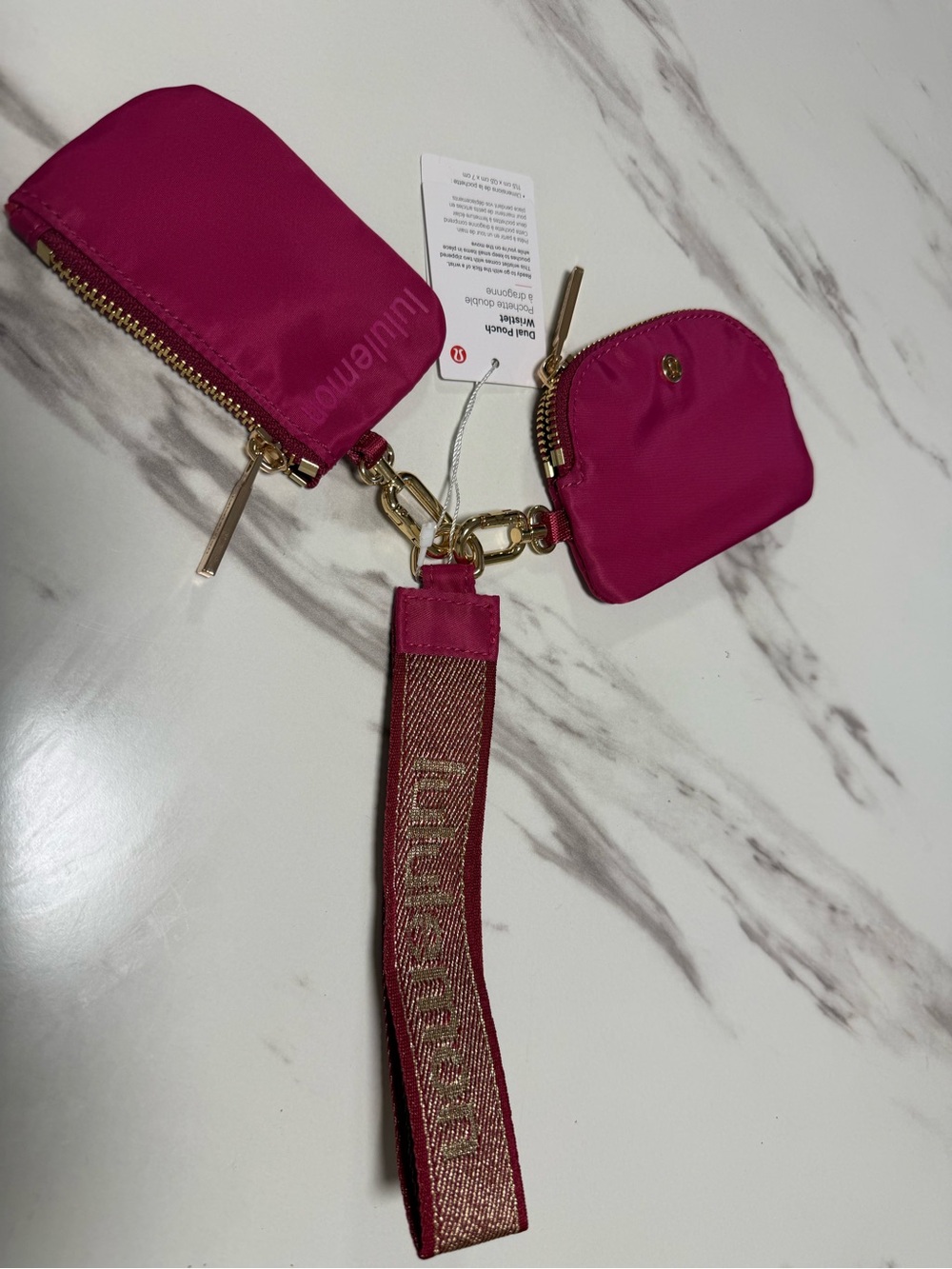 lululemon athletica Fuchsia Key & Card Holder Set with Gold Hardware